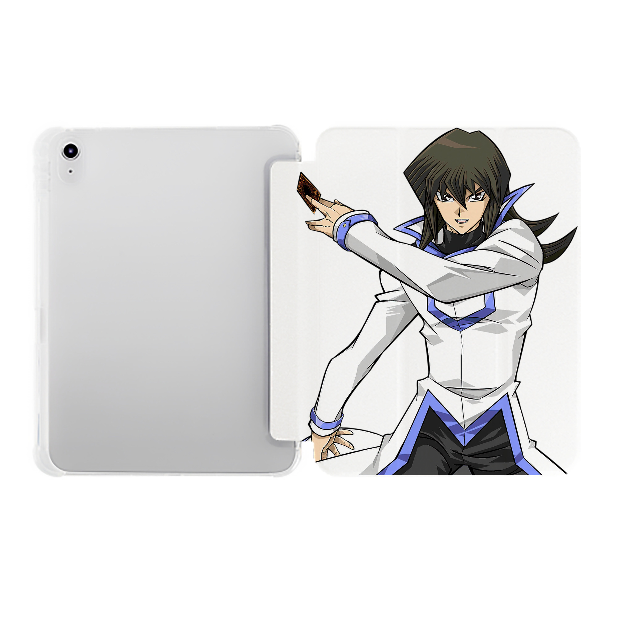 （画像用） 遊☆戯☆王 Yu-Gi-Oh! IPad ケース ペン収納付き 三つ折りスタンド PUレザー×シリコン 対応機種9.5/10.5/10.9インチ